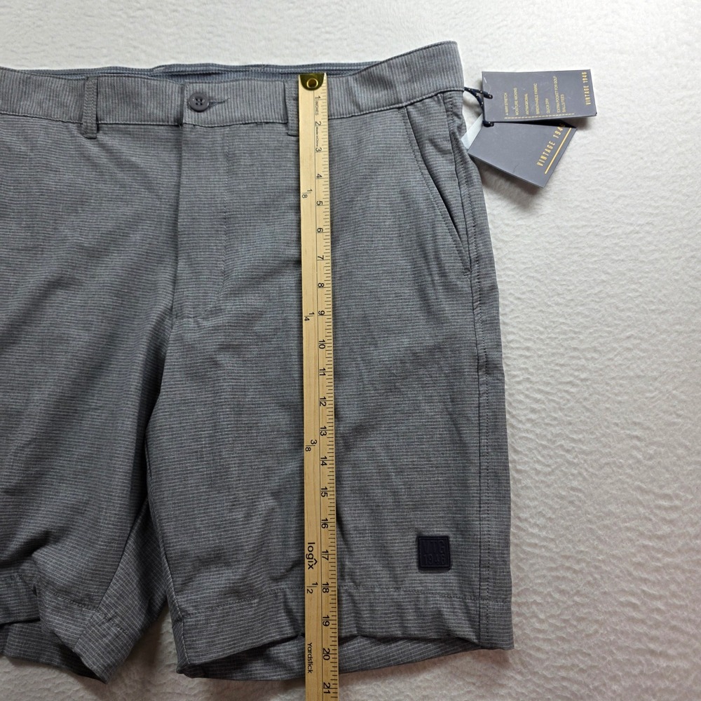 Vintage 1946 Golf Shorts Mens 38 Grey Performance Stretch Micro Stripe New - Picture 8 of 12